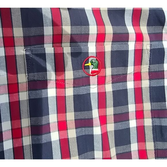 Duck Head Mens Wrinkle Resistant Long Sleeve Button-Down Shirt Red/Blue Plaid - Picture 6 of 6